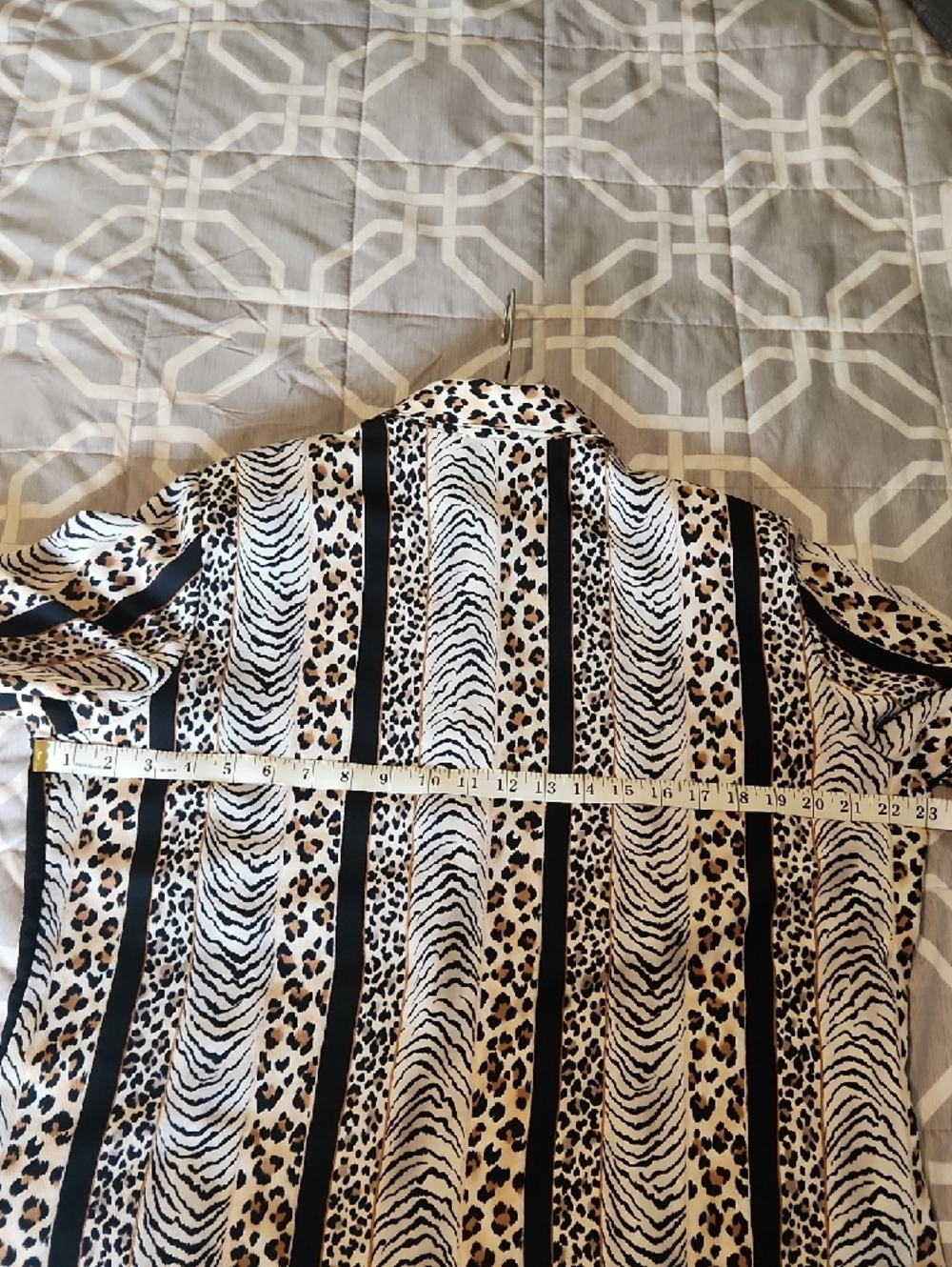 Allison Daley Animal Print Button-Up Blouse in Black, White & Tan - Picture 6 of 8